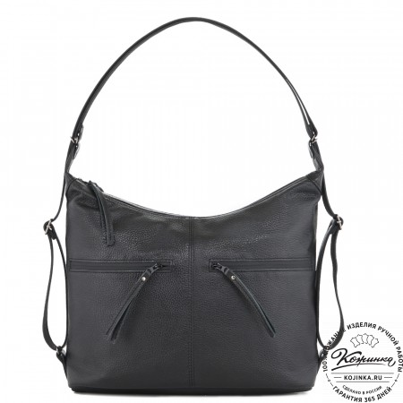  Женская кожаная сумка-трансформер "Ливадия" (черная)